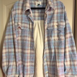 American Eagle Pastel Plaid Button-Up Shirt